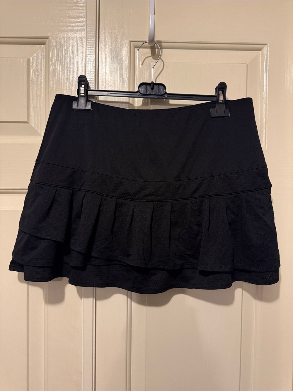 Lucky in Love Black Mini Skirt with Layered Ruffle Hem